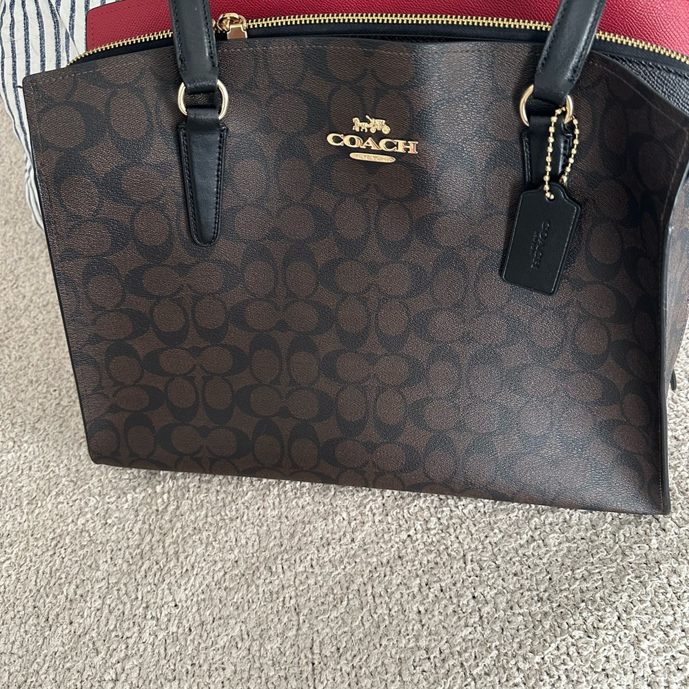 Coach Brown and Black Signature Satchel/Work Tote
